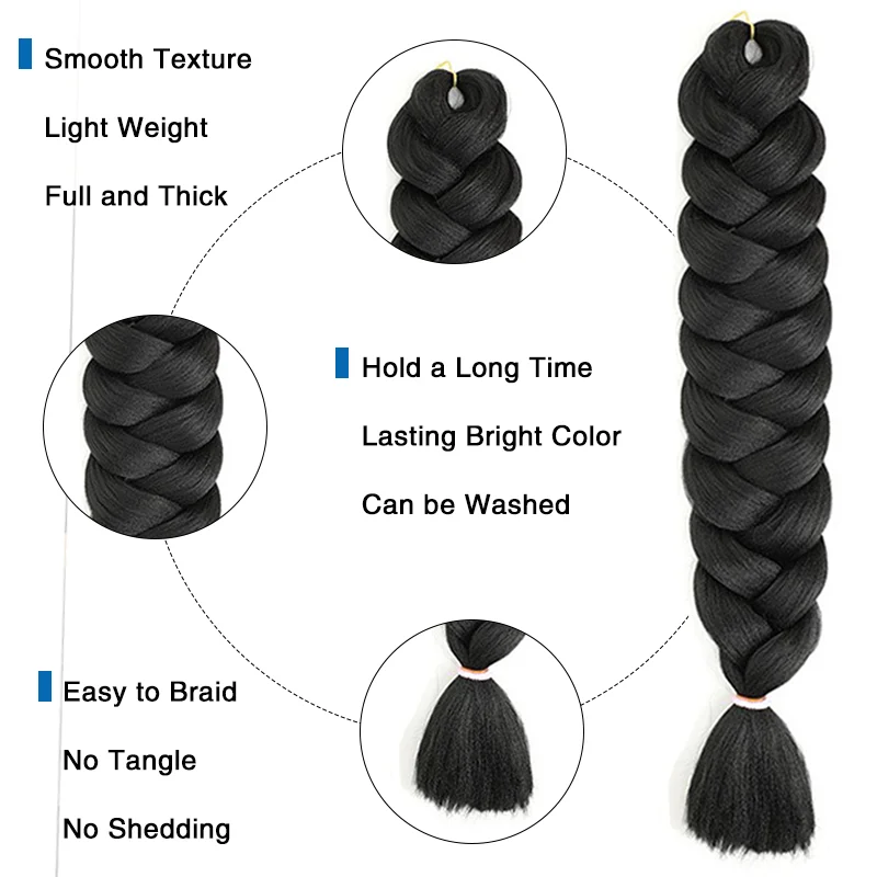Wholesale Ultra Synthetic 82-inch 165g Jumbo Braids High Soft African Straight Pre-Stretched Braiding Hair Single Weft Style