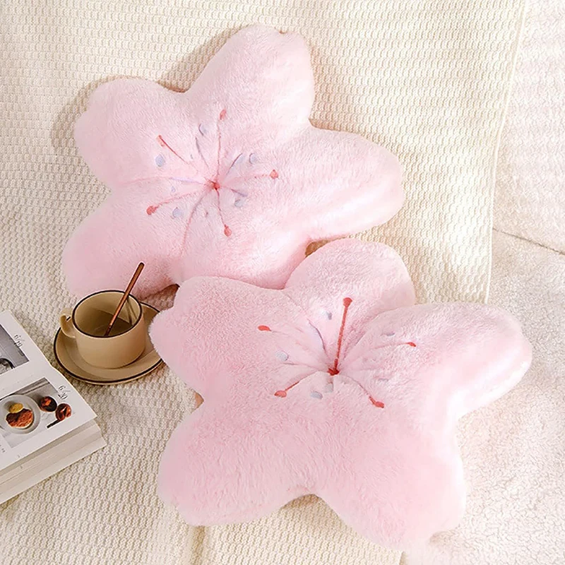 U063 Cute Cherry Blossom Decorative Plush Pillow for Bedroom Balcony Living Room Sofa Chair Cherry Cushion
