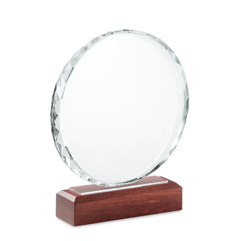 Custom solid wood crystal trophy with wood base annual meeting dance competition