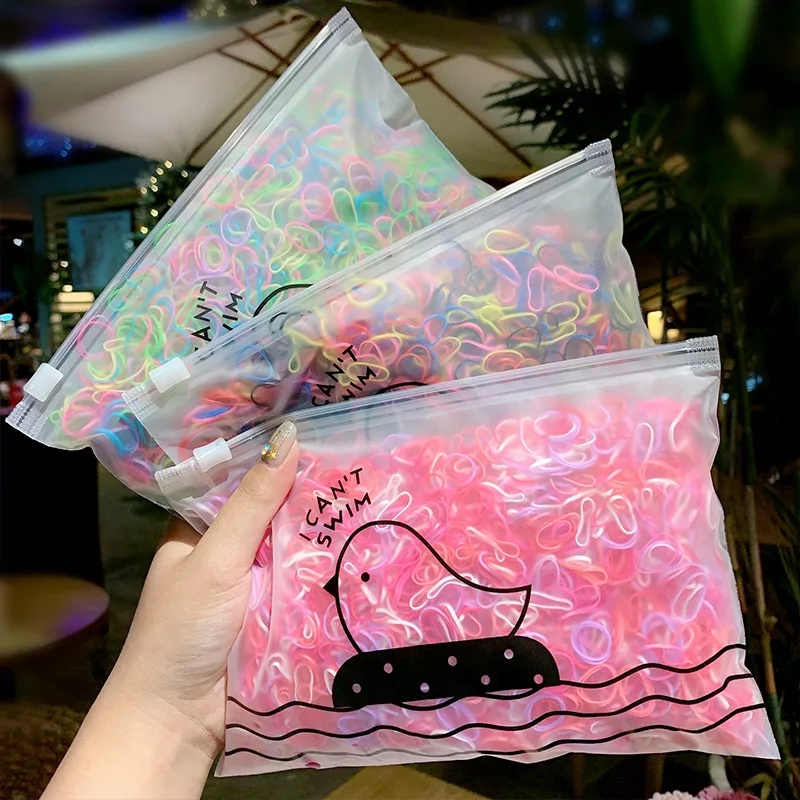 1000Pcs/bag Elastic Mixed Colors Lovely Hair Accessories Set for Girls New Korean Fashion Colorful Rubber Hair Ties for Kids