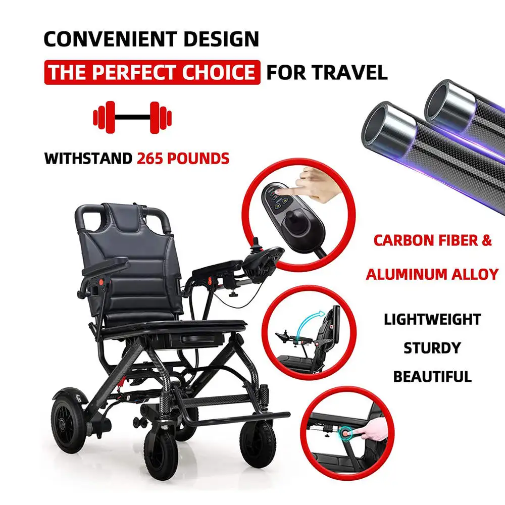 Folding Lightweight China Manufacturer Disabled Electric Wheelchair with Electromagnetic Brake