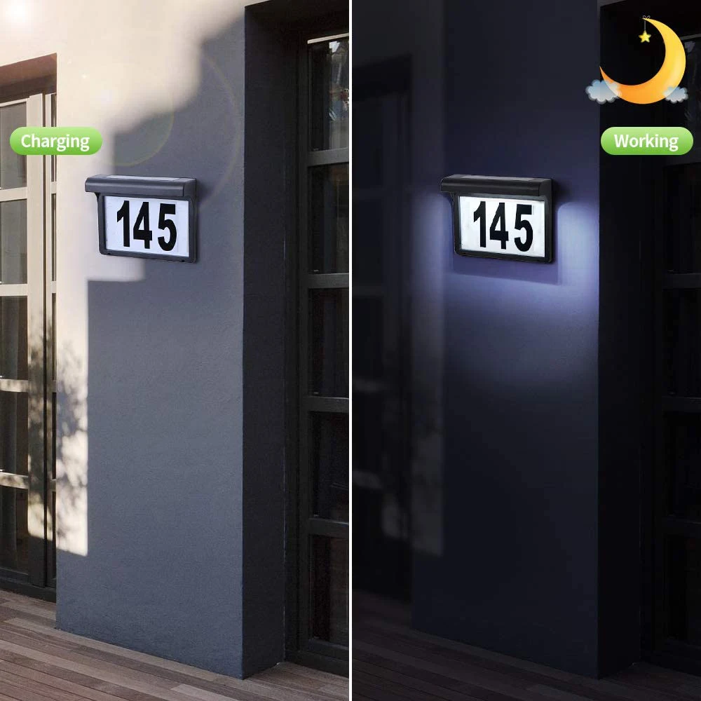 8.9inch Small Size Solar House Number Light Address Sign LED Solar Lamp Outdoor Waterproof Plaque Lighting for Home Yard Street