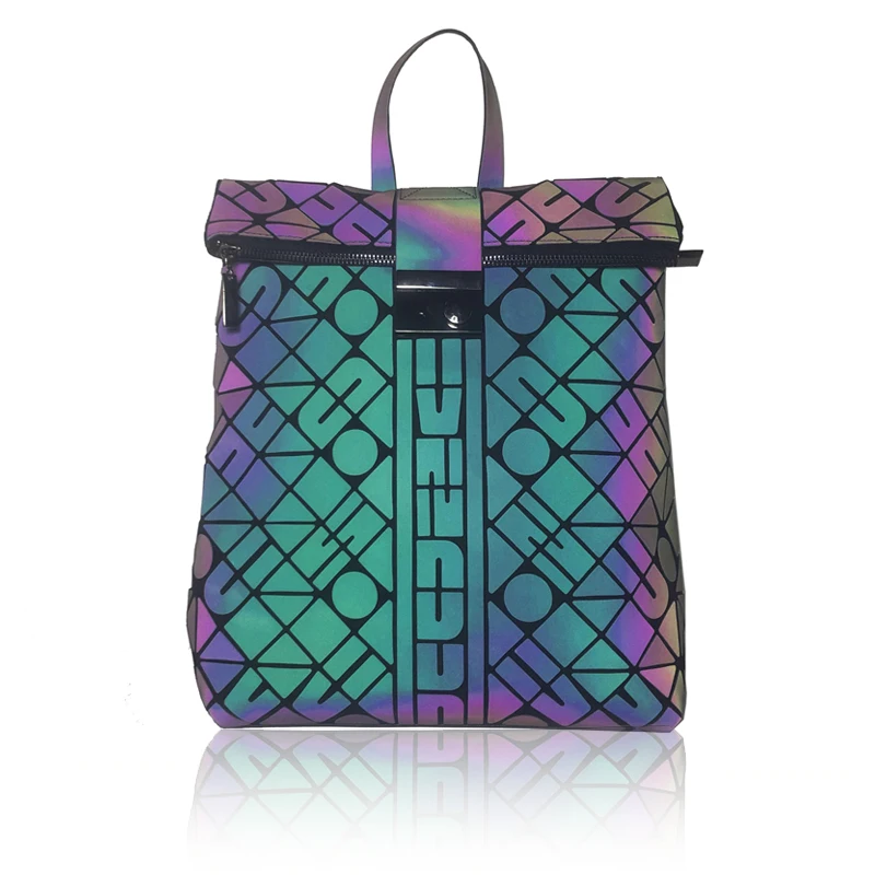 2024 new fashion teenager traveling Reflective geometric luminous litmus backpack for men and women