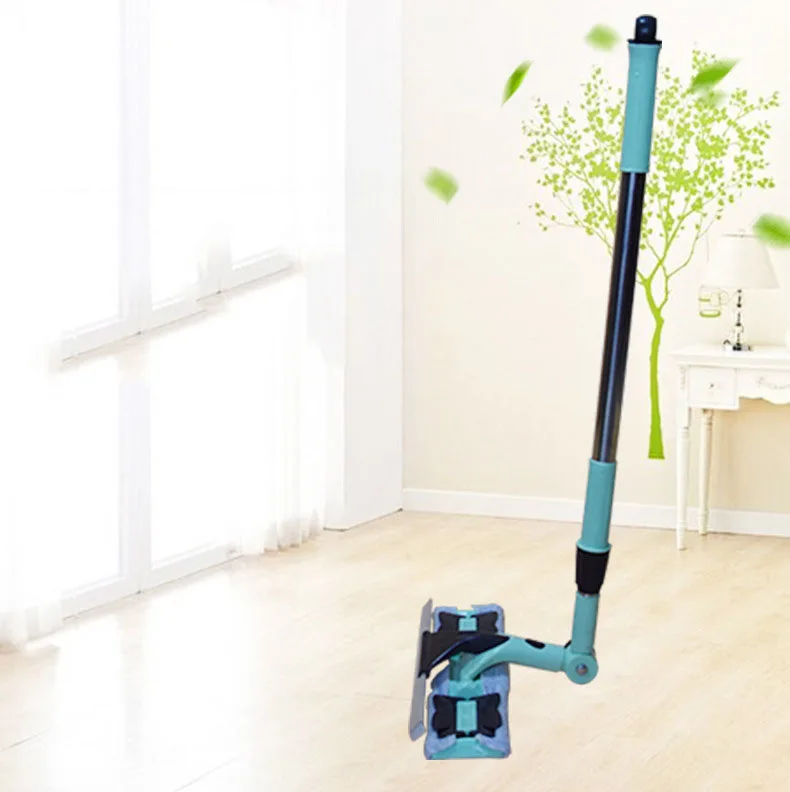 Multifunction Home Double-sided Double Layer Spin Telescopic Rod Glass Window Floor Plastic Wiper Squeegee