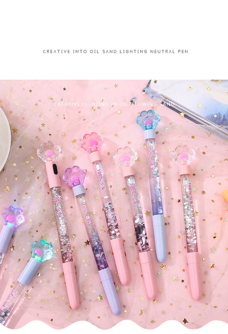 Lighting Cartoon oil quicksand 0.5mm gel pen for students