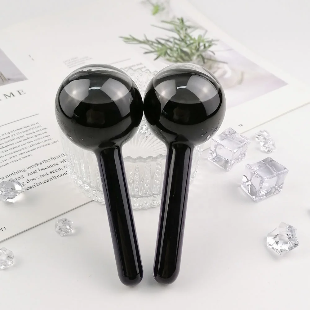 Black gel facial ice globes for massage beauty care cold cryotherapy face ice roller reduce swelling darkcirles