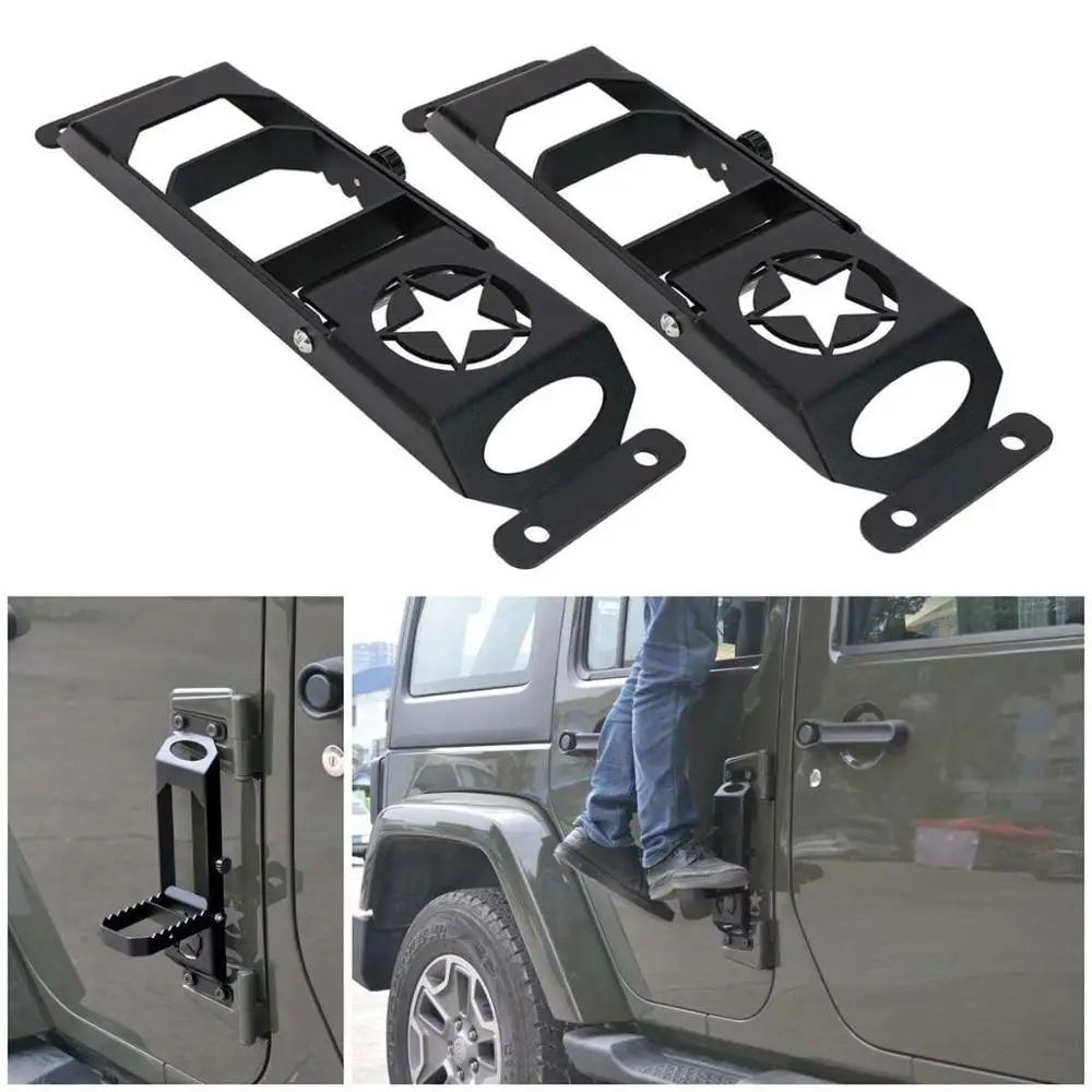 Car Door Steps Foot Plate Climbing Kit Door Hinges Foot Rest Pedal Peg for Jeep Wrangler JK JL
