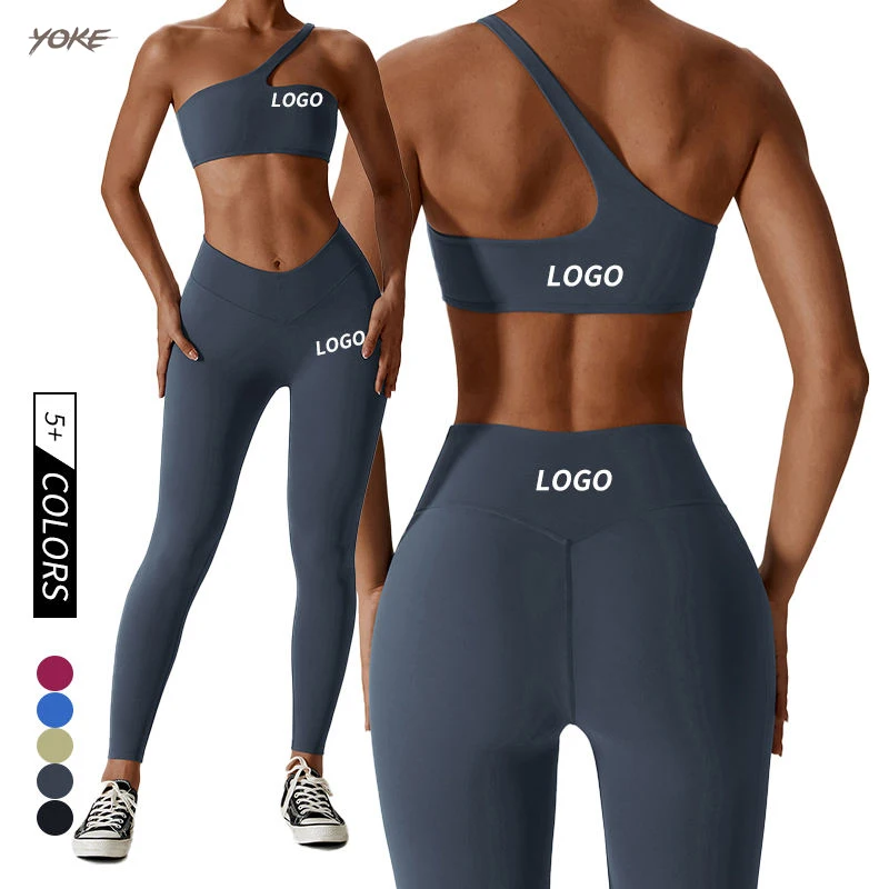 Yoke One Shoulder Quick Dry Crossfit Fitness Suits Conjuntos De Gimnasio Para Mujer Comfortable Ladies Gym Wear Sets For Women
