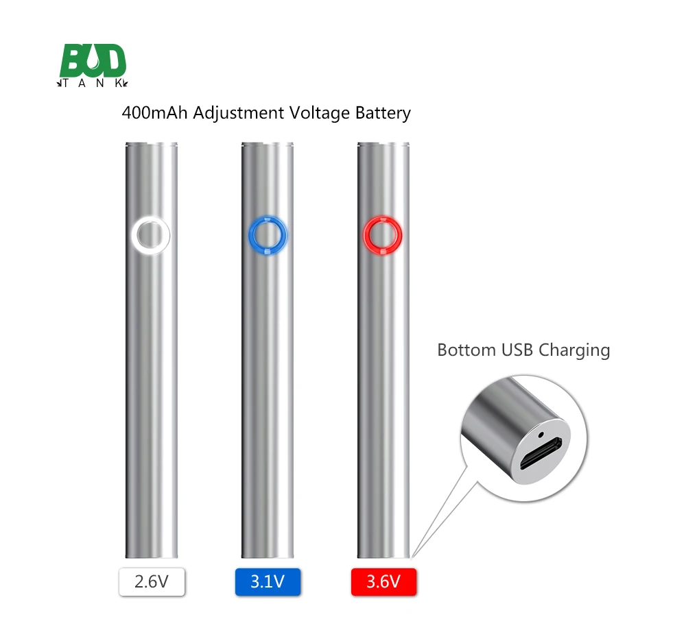 
400mAh Rechargeable Preheating Variable Voltage Battery Vape Cartridge Battery For CBD Oil 