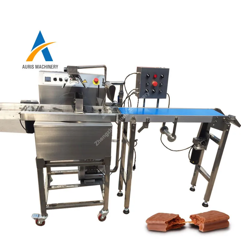 Small Chocolate Bar Enrober Almond Belt Coating Machine With Cooling
