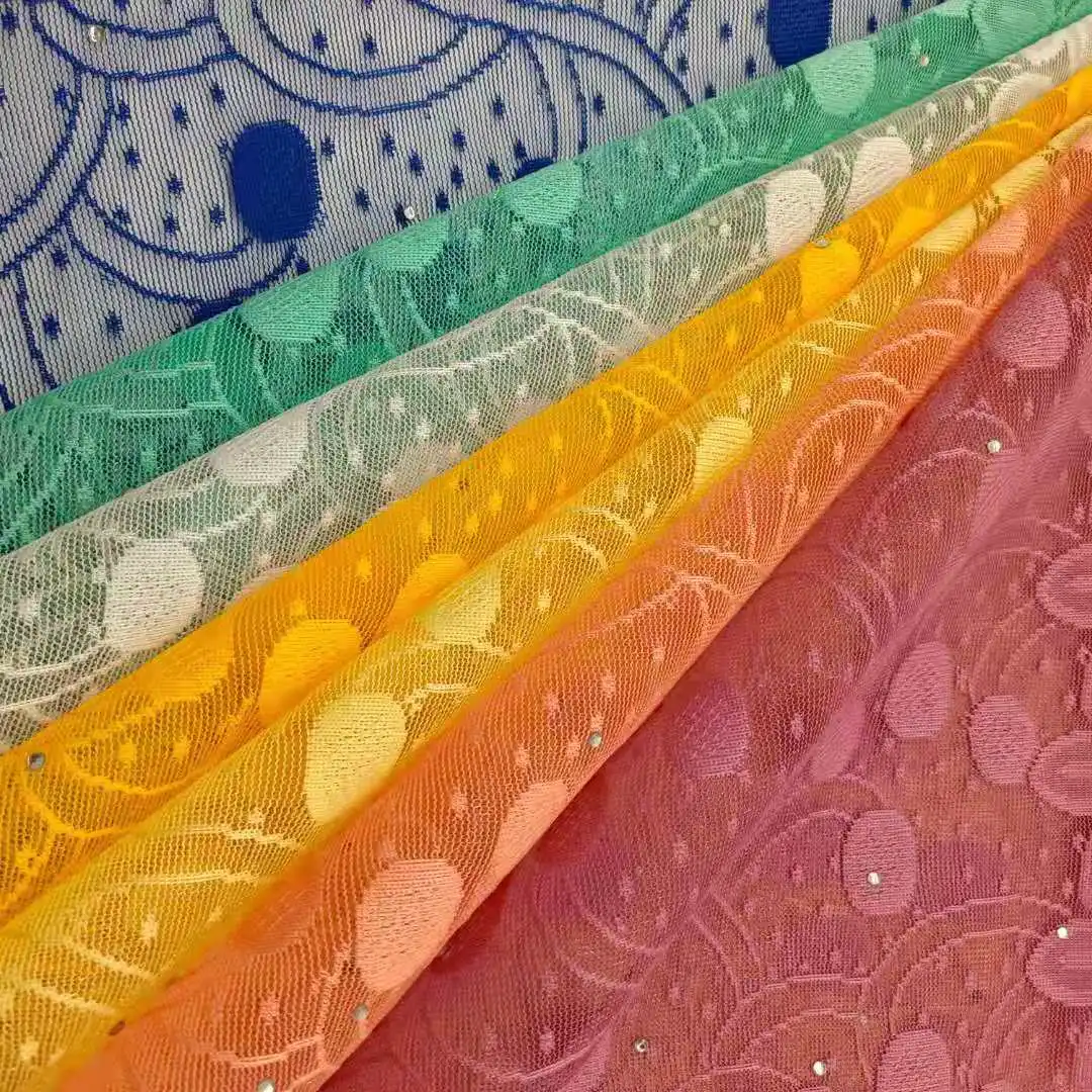 Factory manufacture various popular product tricot fabric super poly tricot mesh lace cord lace fabric