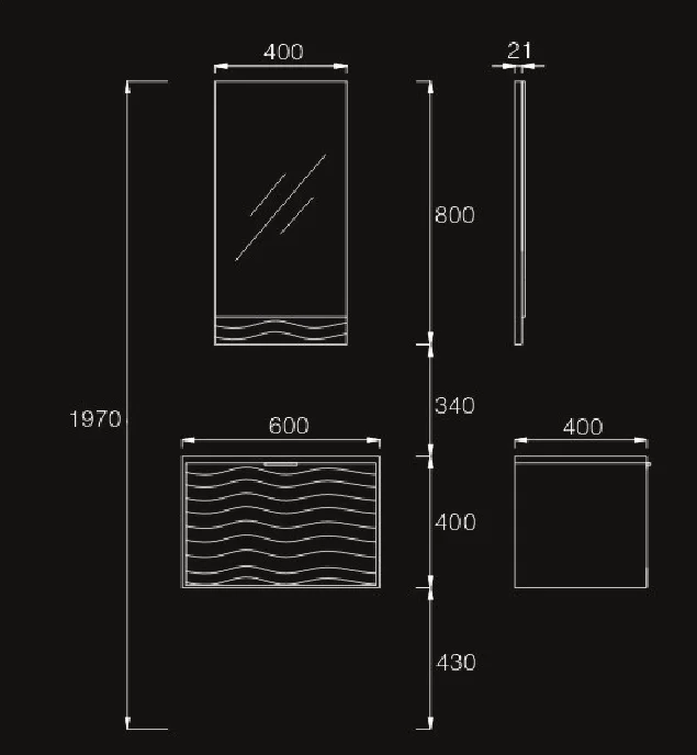Wholesale Modern European Style Single Sink Wall Mounted PVC Mirrored Washbasin Bathroom Vanity Cabinet