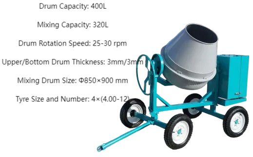 CM400-4C Portable Mini Concrete Mixer - to Your Efficient Cement Concrete Solution