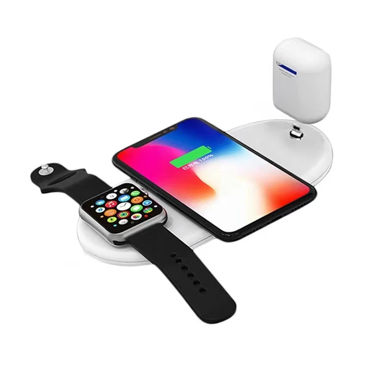  Беспроводное зарядное устройство с датчиком новейшая модель 2019 shenzhen Watch гарнитура для мобильного телефона 3 в 1 оптовая продажа Пользовательский логотип oem Быстрое