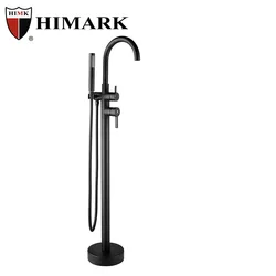 HIMARK modern bathroom floor mounted bath tap brass free standing tub faucet matte black freestanding bathtub faucets