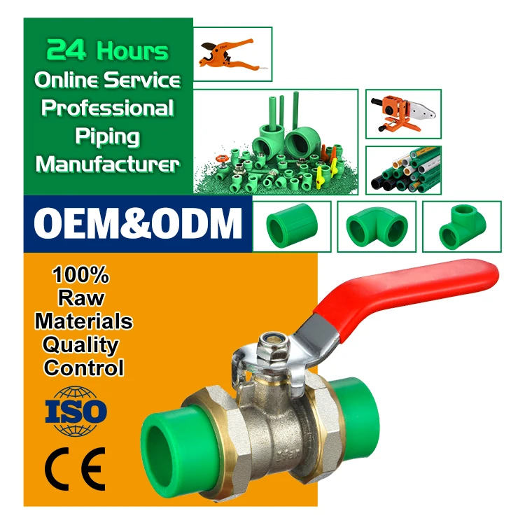IFAN DIN PPR Valve Green Brass Double Union PPR Ball Valve For Control Water Supply