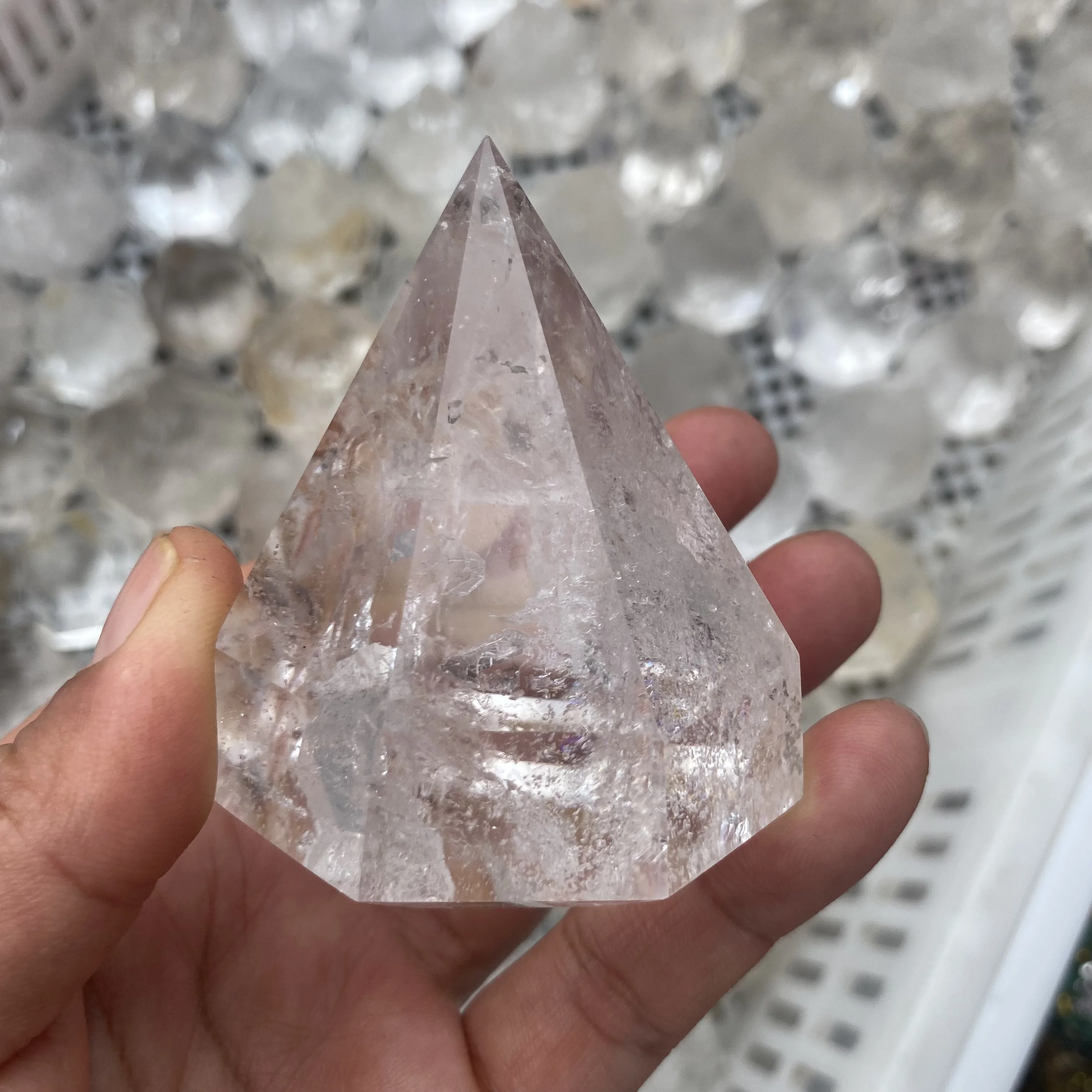 Bulk Orgone Pyramid Natural Clear Quartz Stone Diamond Orgonite Pyramid Chakra Crystal