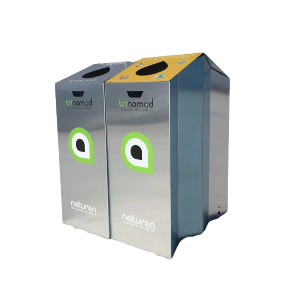 Factory wholesale oval indoor recycle waste bin 4 compartment stainless steel dustbin for airport waste basket