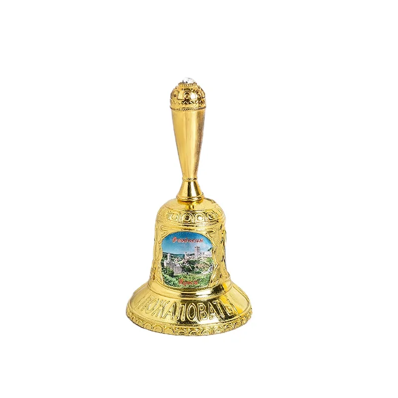 Russia Moscow Traditional Souvenir Giftaways Small Metal Bell Antique Cast Iron Bells Golden Hand Bell