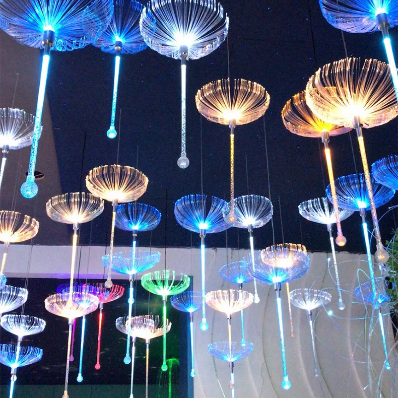 Fiber optic Jellyfish lamp led night light 7 Colors changing diameter 20cm 30cm led outdoor for courtyard