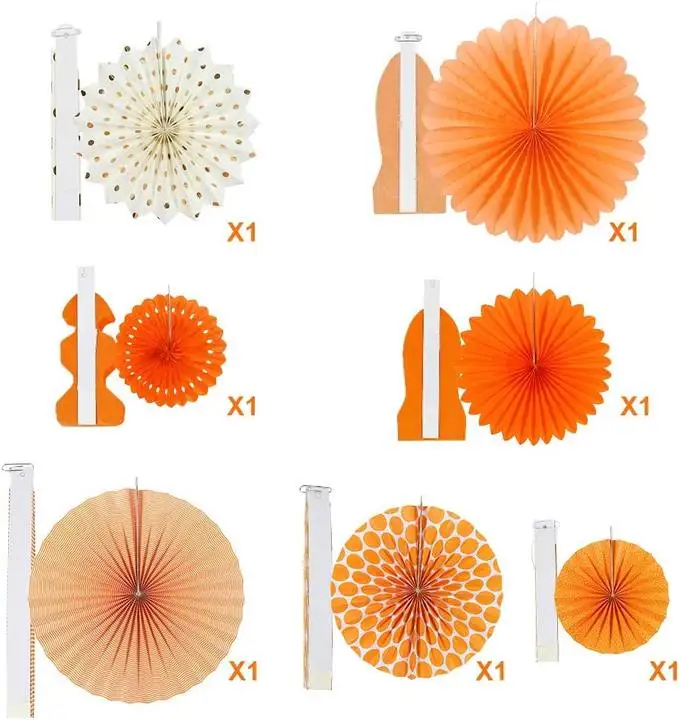appealing designOrange Birthday Wedding Thanksgiving Party Supplies Tissue Paper Fan Hanging Paper Fans Party Decoration