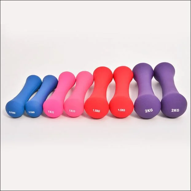 Hot Sale 1-10KG Hex Frosted or Bright Plastic Dipped Free Weights Dumbbells For Women Solid Cast Iron Fitness Dumbbell