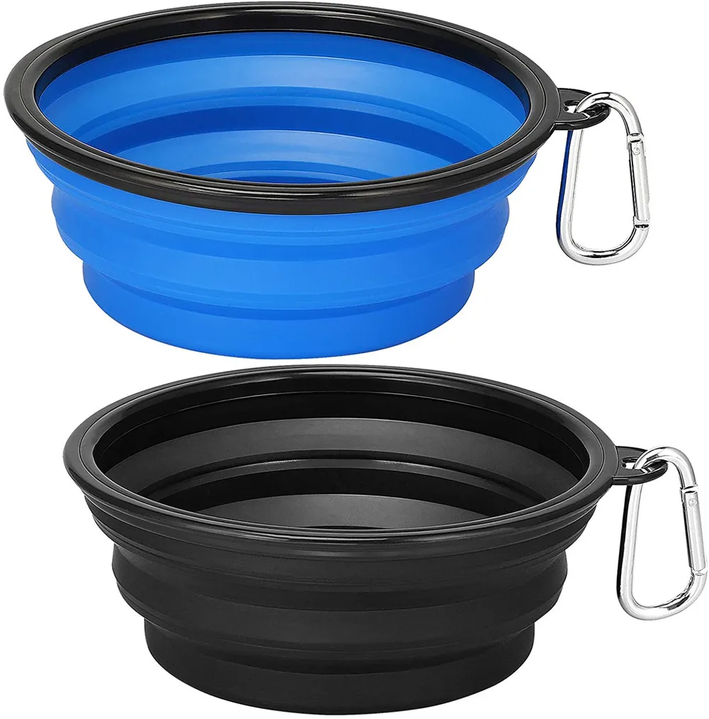 1000ML Whole Custom Travel  Feeder  Bowl  Portable  Silicone Pet Water Bowl Collapsible Dog Bowl