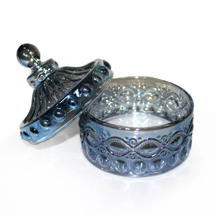 FENGJUN Hot selling tableware nordic dark grey glass sugar sweet candy box jar with glass lid for food storage