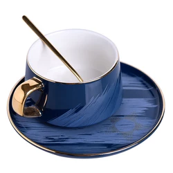 Luxury drinkware golden rim porcelain espresso cappuccino coffee cup with saucer Hot sale products