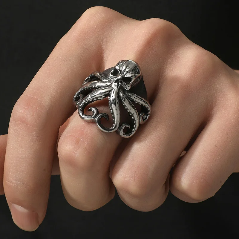 AA017957 Animal Octopus Rings Vintage Ocean Monster Octopus Ring Punk Style Wholesale