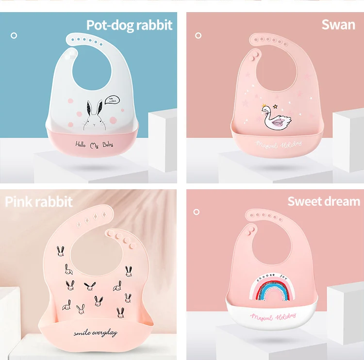 
Silicone Waterproof Adjustable Animal Design Baby Bib 