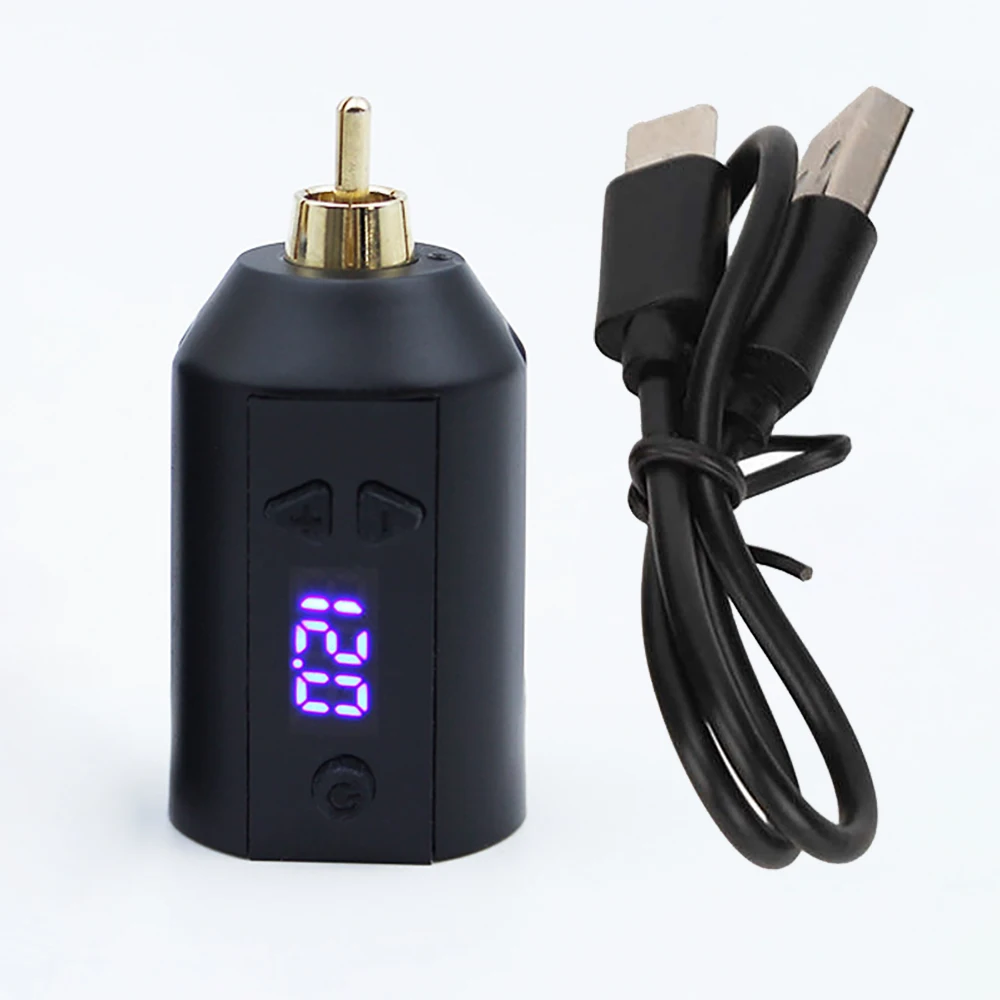 High Quality Wholesale Tattoo Machine Power Supply Mini Battery Grip DC RCA 1500mah Wireless USB Charge Black