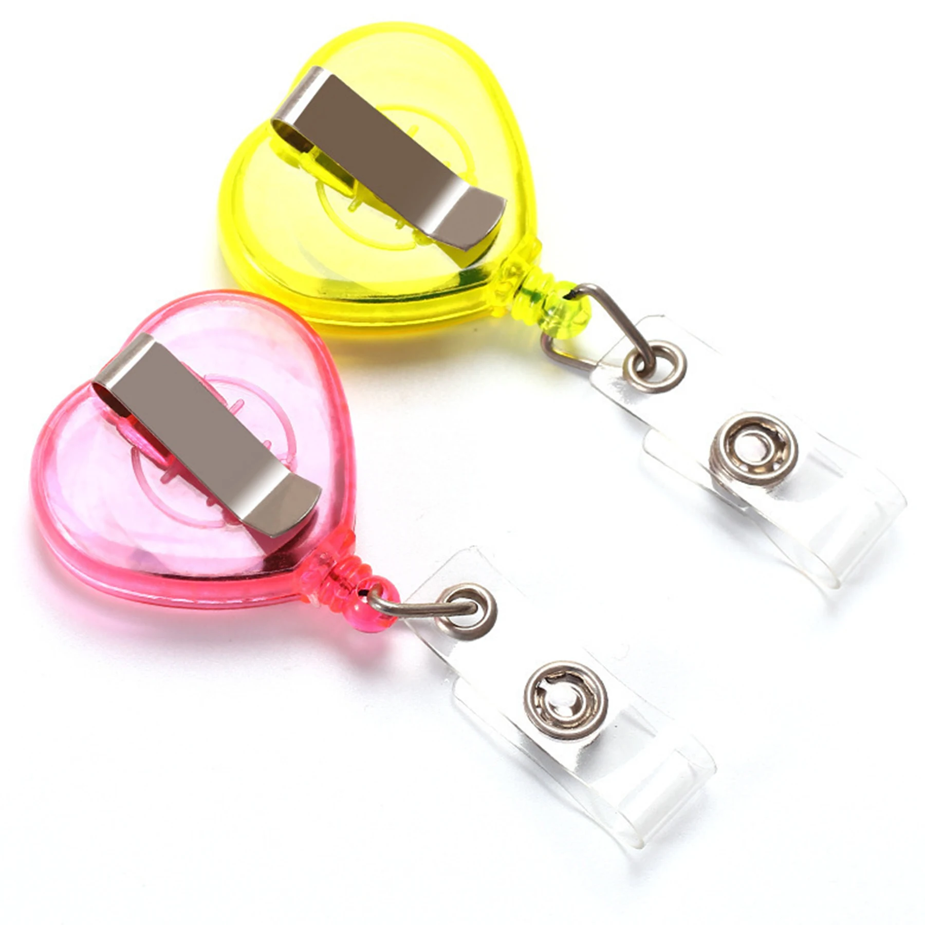 Wholesale Custom Heart Shaped Printing Epoxy Resin Retractable Badge Reel Alligator Nurse ID Name Tag Card Holder Keychain