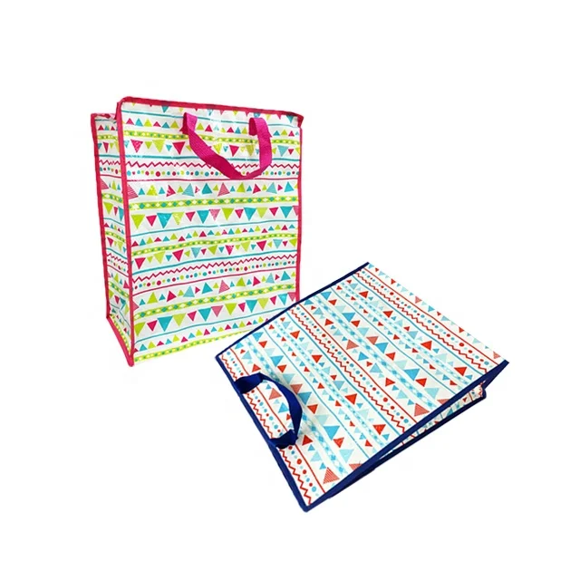 OEM/ODM PP Woven Tote Promotional Reusable Shopping Zipper Bags With Custom Logo