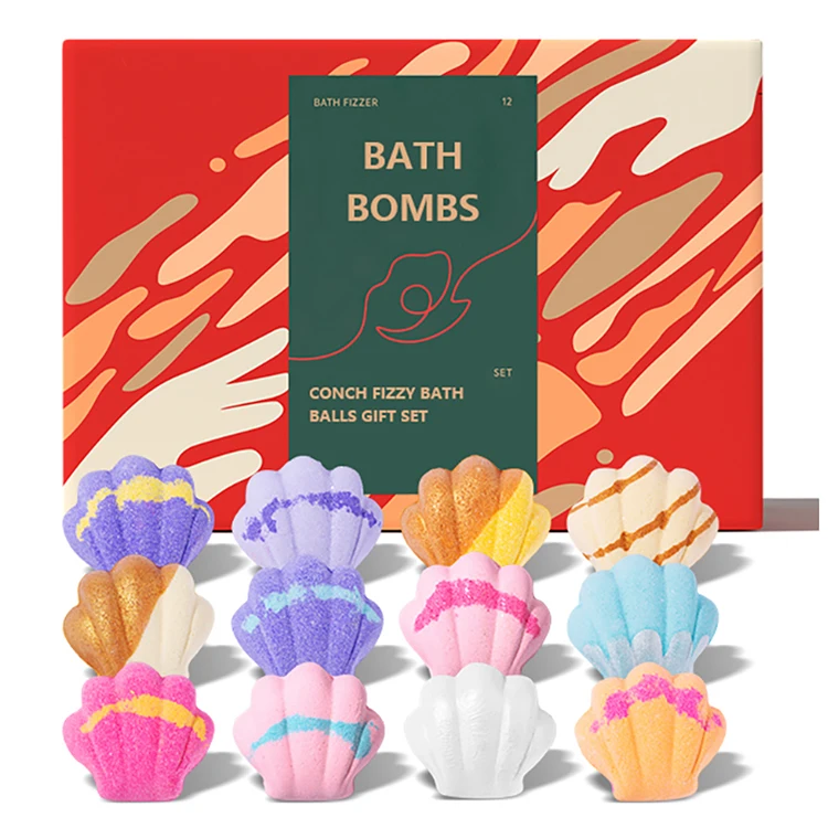 Seashell Christmas Kids Bath Salt Ball Packaging Bath Bombs Powder Gift Set Organic Salt Bath Bombs With Flowers