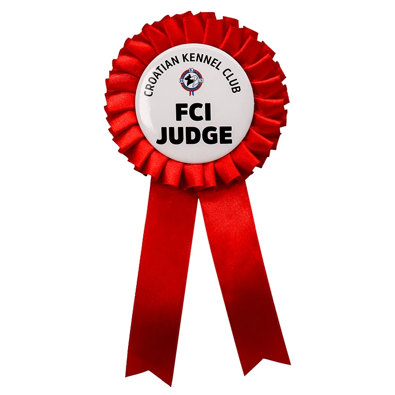 High Quality Custom 100% Polyester Colorful Ribbon Rosette with Button Badge