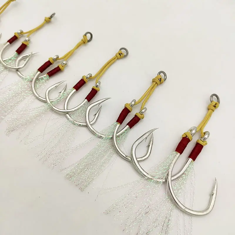 High quality saltwater fishing jig hook slow jigging double assist sea fishing hooks