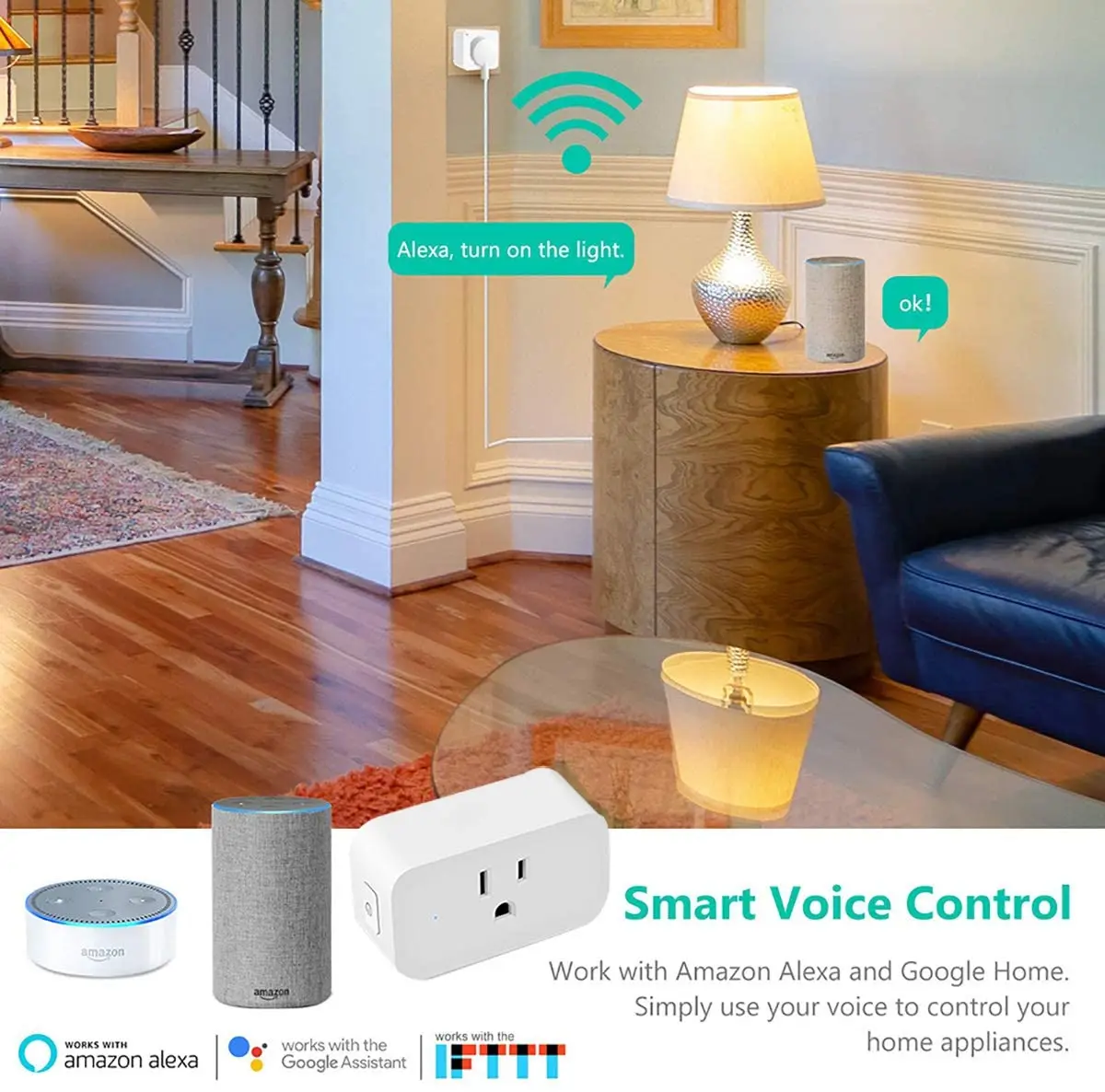 US Wireless WiFi Mini Socket Smart Outlet,Compatible with Amazon Alexa and Google Home