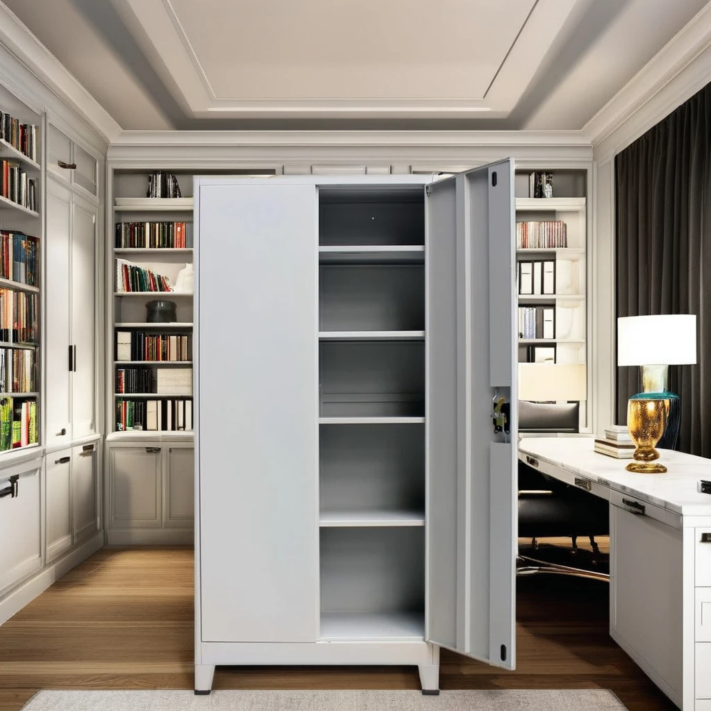 KD Customized 5 Shelf Grey Metal Wardrobe Locker 2  Door Steel Cabinet with Standing Leg Modern Filing Storage cabinet