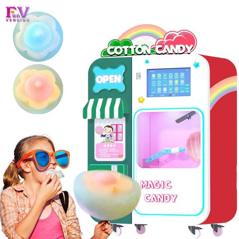 Roadside vending machine robot cotton candy machine one shape with high profit and quick return on investment
