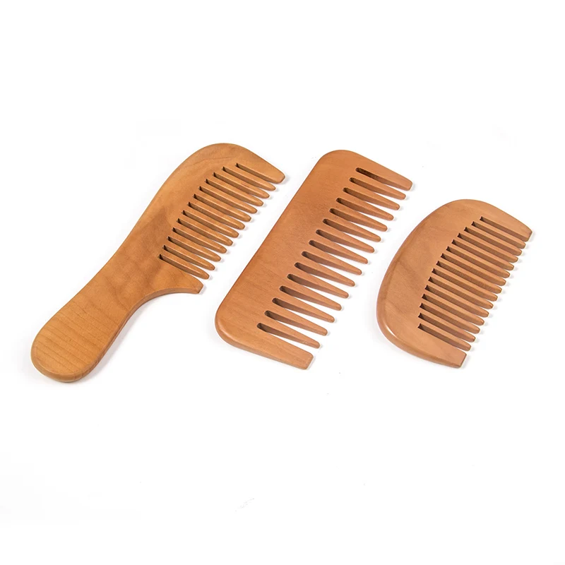 Private Label Pocket Size Hair Comb Natural Peach Wood Beard Comb For Travel Razorline Comb