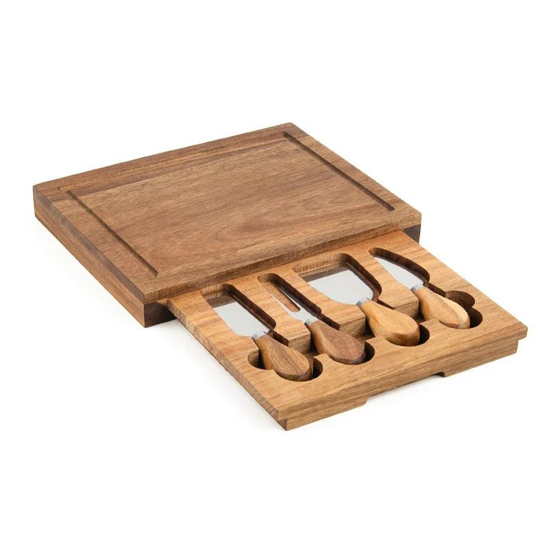 Деревянная доска для сыра с выдвижным ящиком