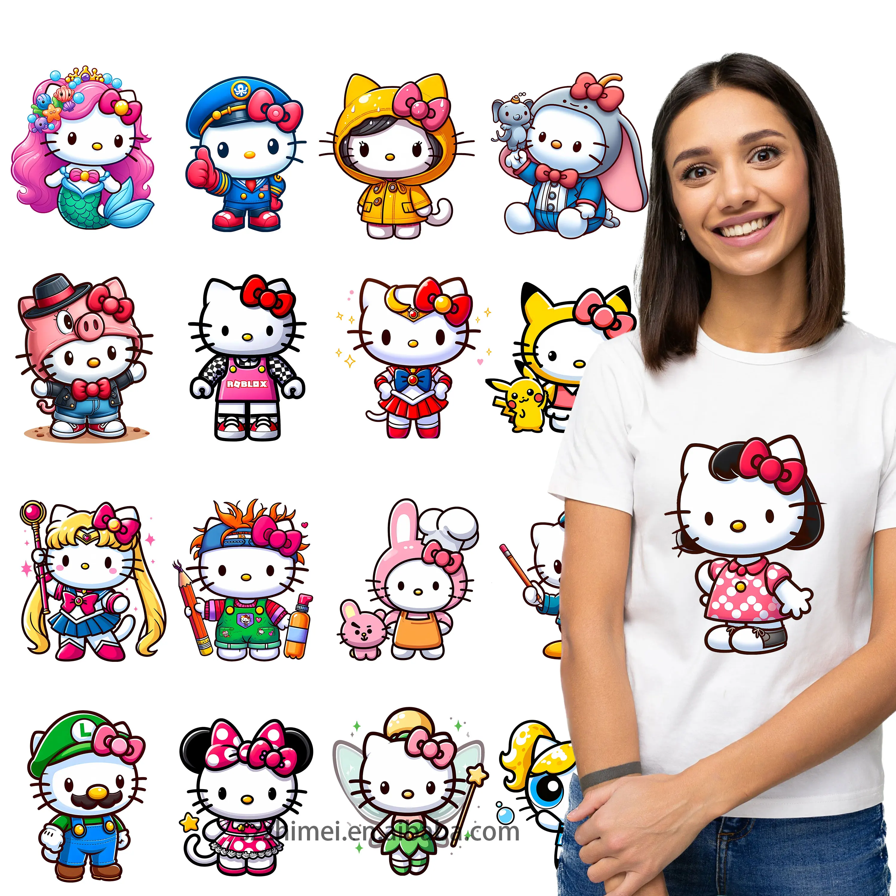 Custom Cartoon Full Color Dtf Transfers Designs Ready to Press Thin Matte Clear Film Screen Prints Heat Iron on
