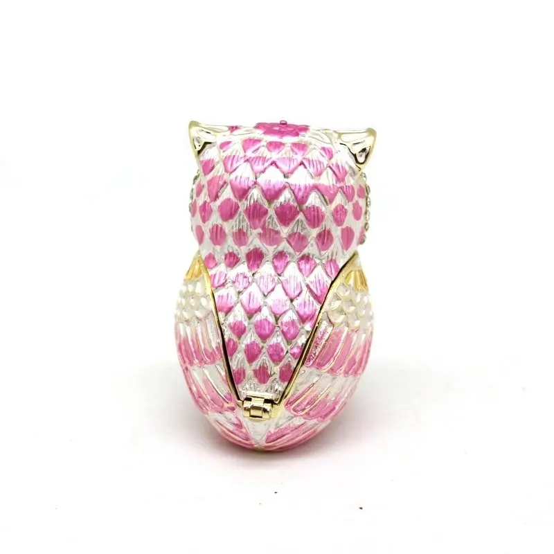 SHINNYGIFTS Metal Enamel Owl Trinket Box Christmas Gifts Owl Home Keepsake Box