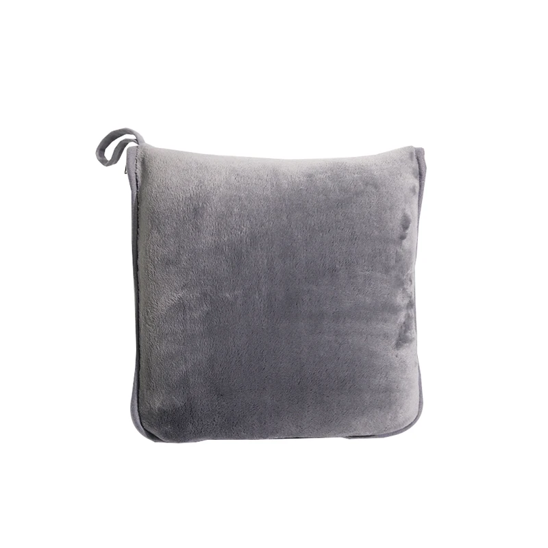Oeko tex Portable foldable Custom Logo travel blanket and pillow set 2 in 1 airplane Flannel travel pillow blanket with bag