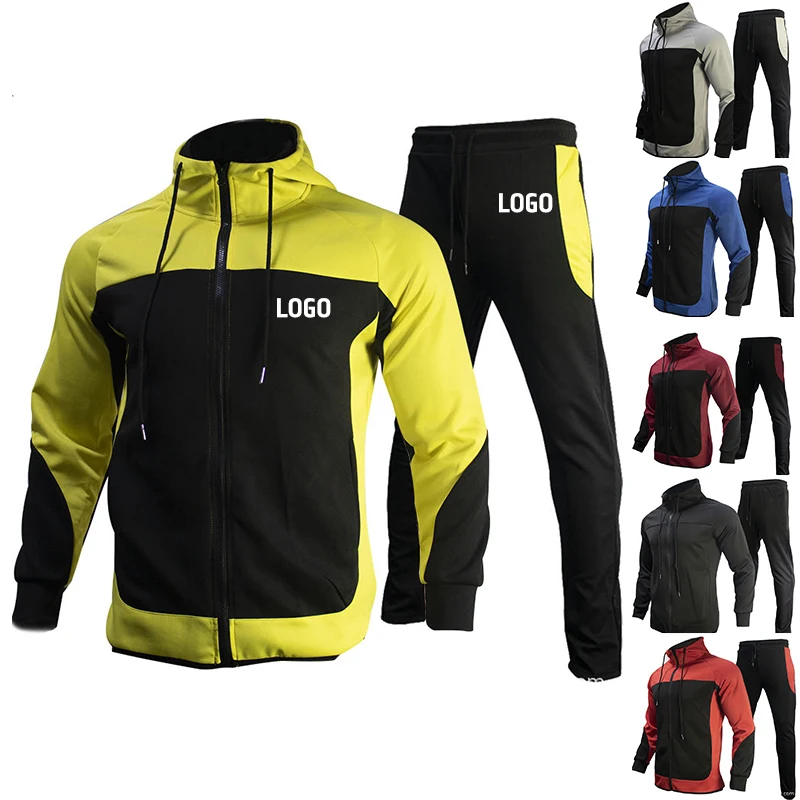 Wholesale Sport Track Suits Custom Tech Fleece Zipper Hoodie Sweatsuit Men Jogging Design Your Own Tracksuit