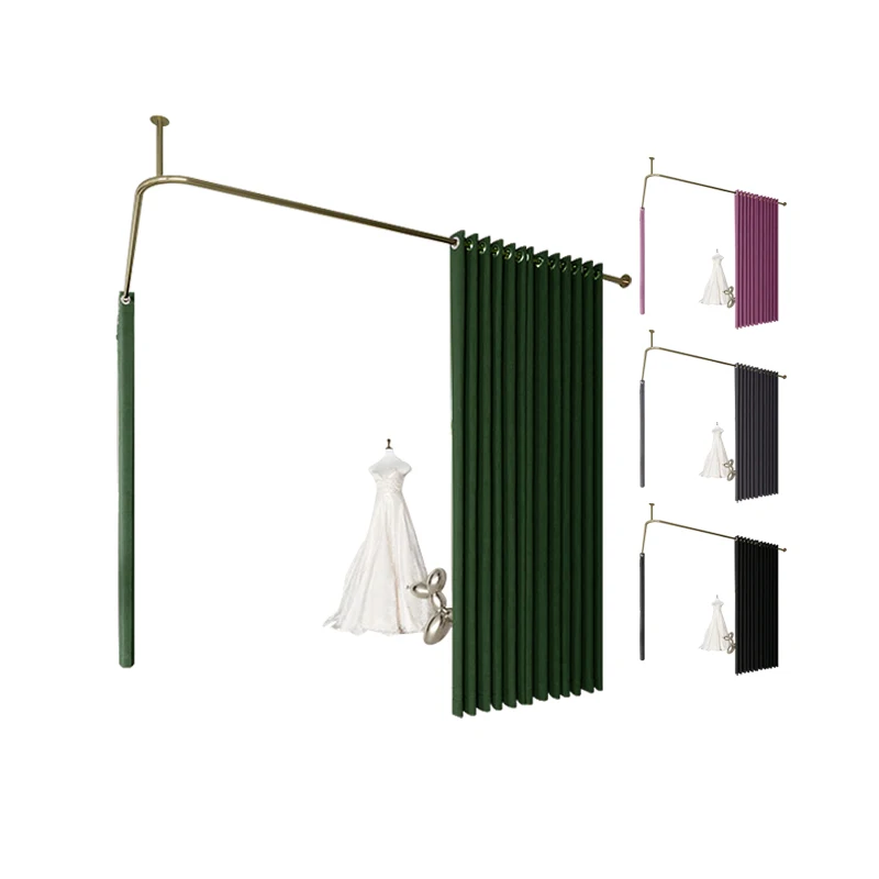 Customized L-shaped Bridal Shop Fitting Room Door Curtain Dressing Room Clothing Store Curtains U-shaped Beauty Bed Partition