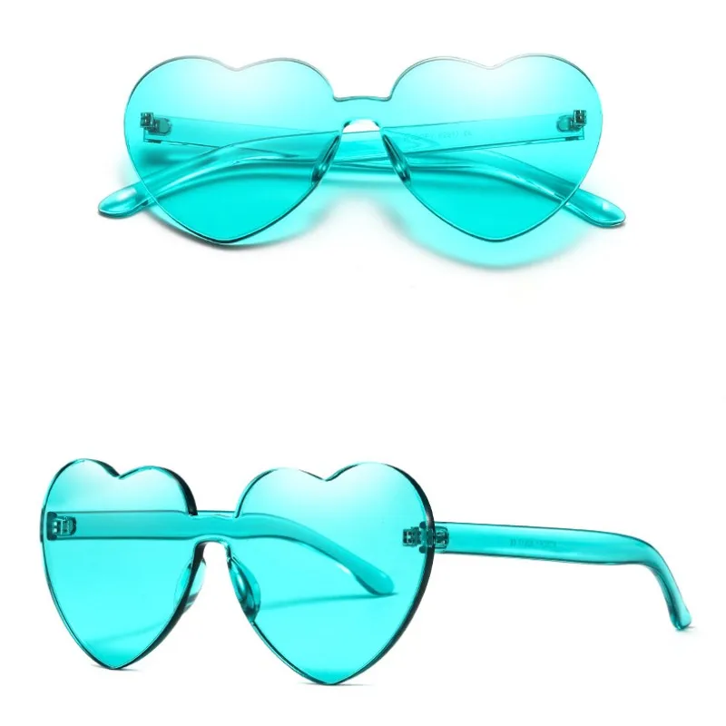 Hot Sale Heart Sunglasses  Rimless One Pieces Colorful Sun Glasses
