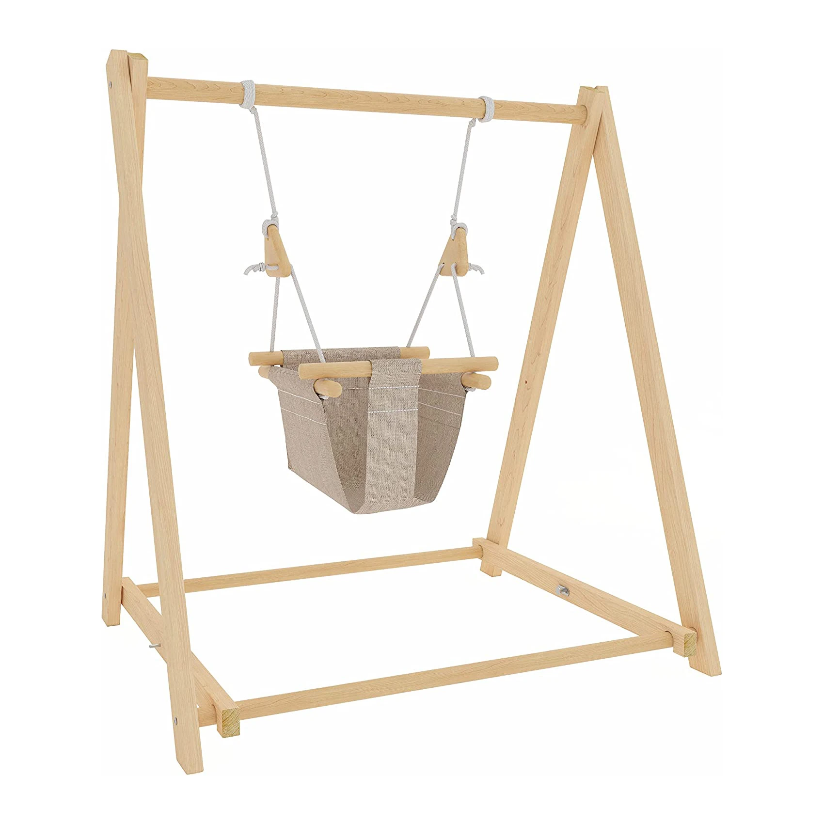 Wooden Toddler Indoor Swing Set for Baby,Montessori Waldorf Style Self Standing Indoor Swing Set Home Child Day Care Preschool