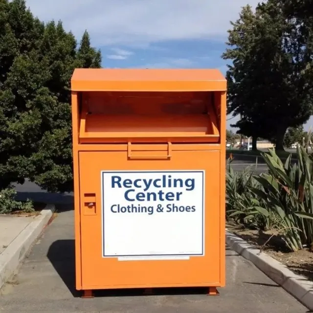 Custom Design Clothes Donation Bin Steel Recycle Bin Used Clothing Donation Bin